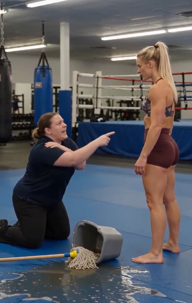 A Confident Kickboxing Champion Mocked the Quiet Cleaning Lady in Front of the Entire Gym, Never Imagining She Was Once a Champion Herself—Until One Unexpected Training Session Changed His Attitude Forever